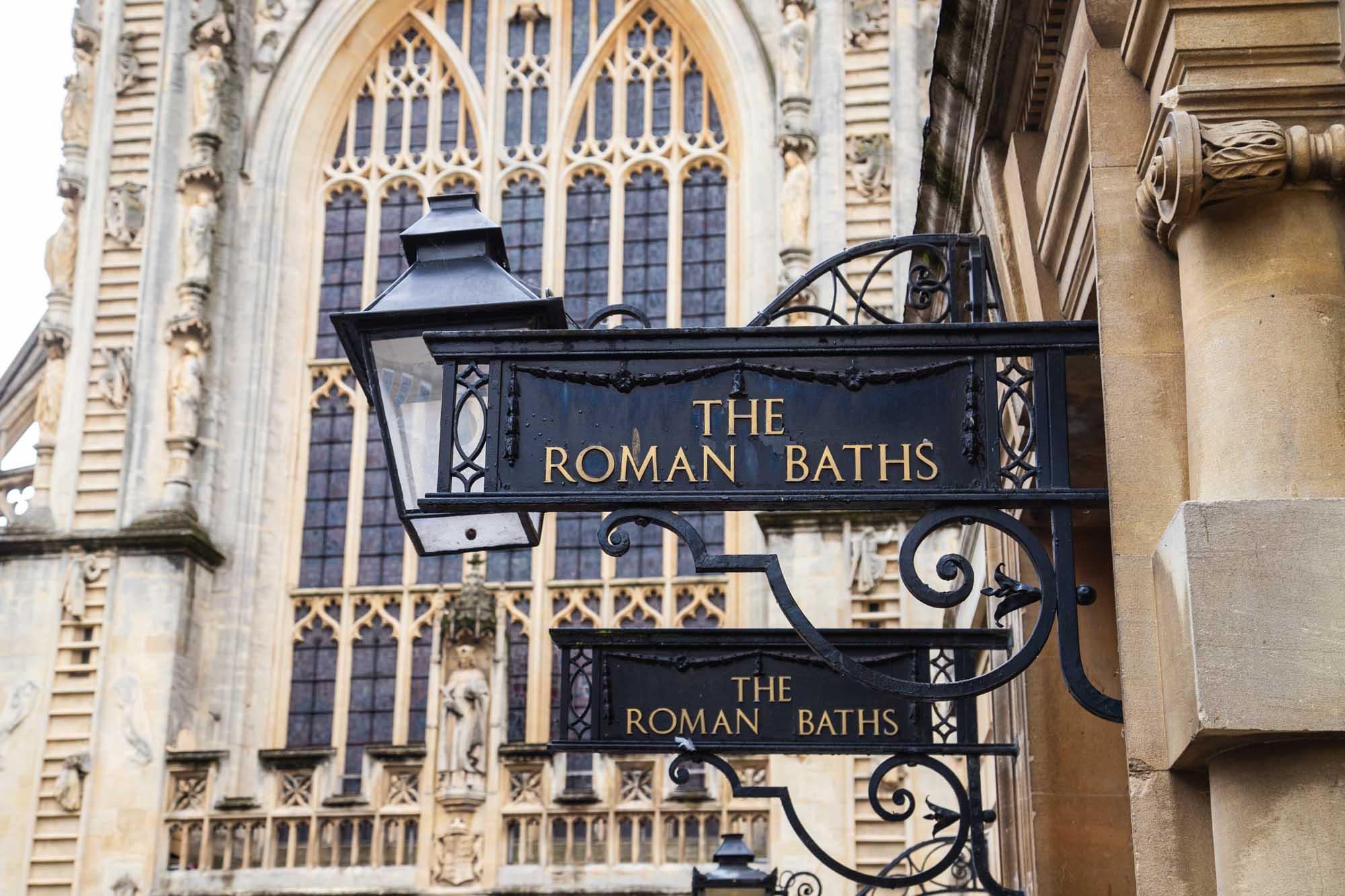 Roman Baths Historic Signs in Bath, England Roman Baths Historic Signs in Bath England